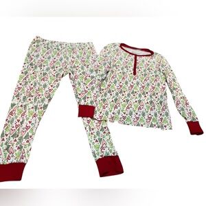 American Girl Heart and Tree Pajama Set - Red and Green capri length